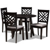 Baxton Studio Lilly Grey Upholstered and Dark Brown Finished Wood 5-Piece Dining Set 169-9402-10896